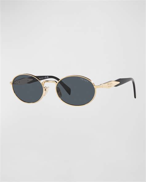 Prada Engraved Logo Square Metal Sunglasses